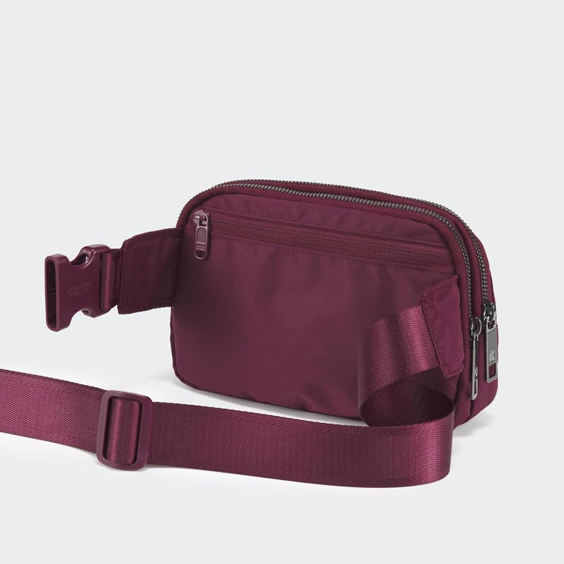 Pander Everywhere Belt Bag for Women, 5 Zipper Pockets Nylon Crossbody Fanny Pack Purse (Red Merlot) - Image 4